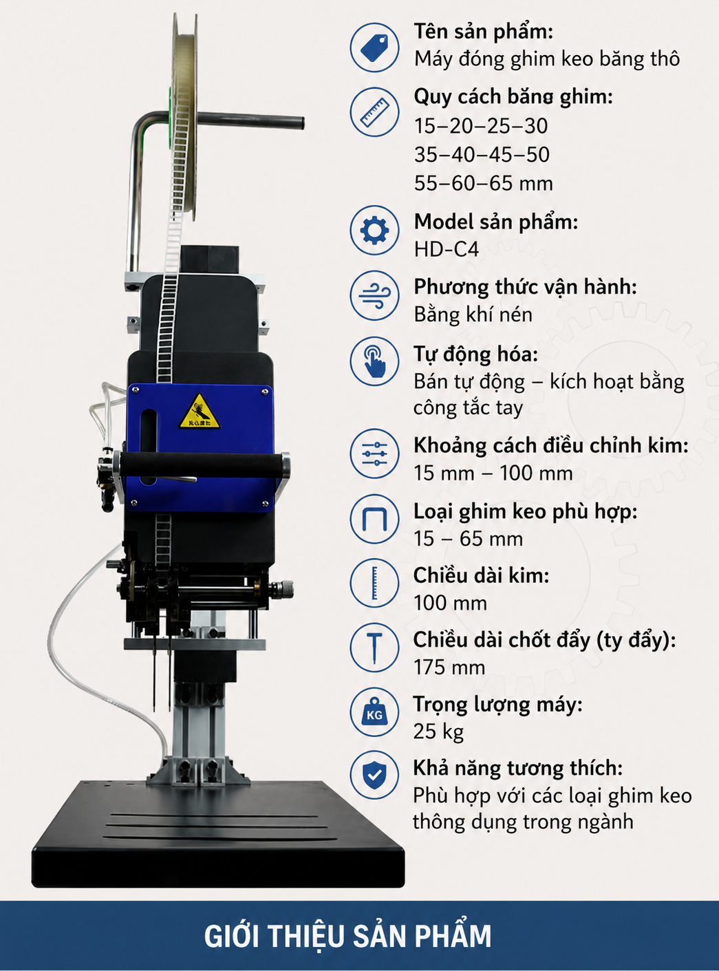 Máy dập ghim nhựa sợi thô HD-C4